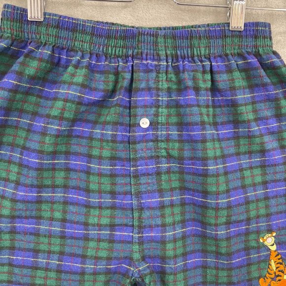 Vintage Pooh Disney Tigger Embroidered Plaid Flannel Sleep Shorts - Picture 3 of 11